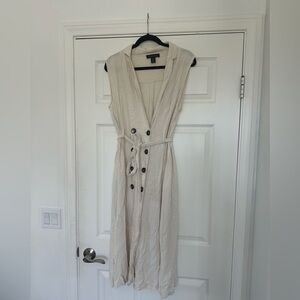 Tahari Linen Blend Belted Trench Midi Dress Size Large